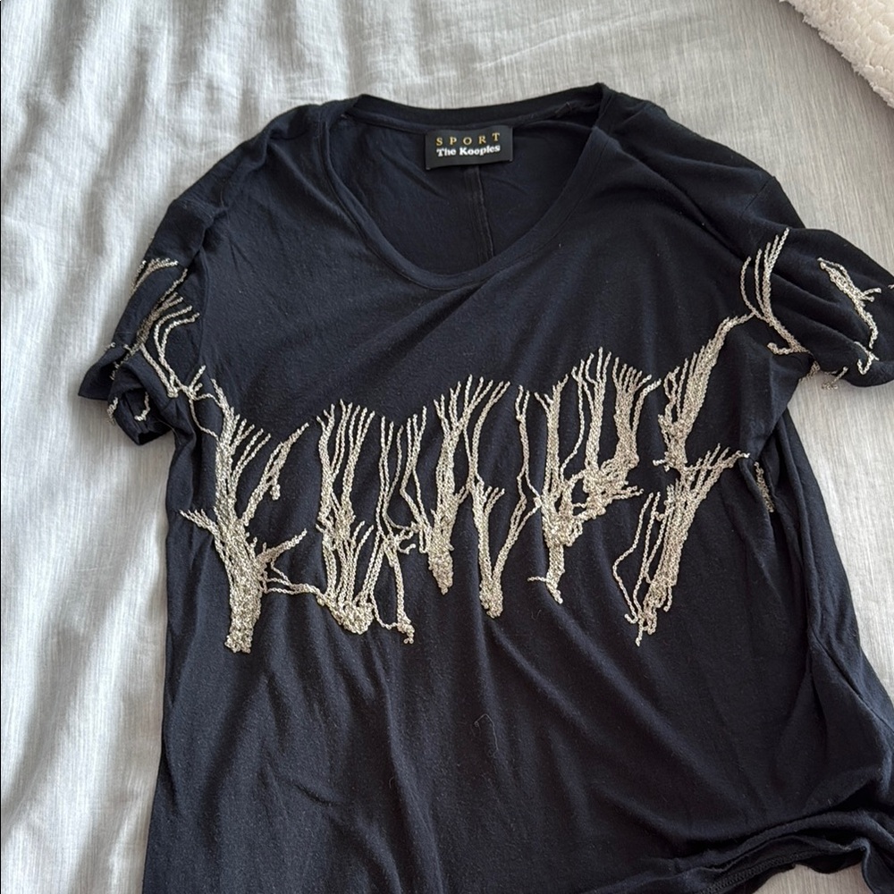 Sporto Black Tee with Silver Embroidery